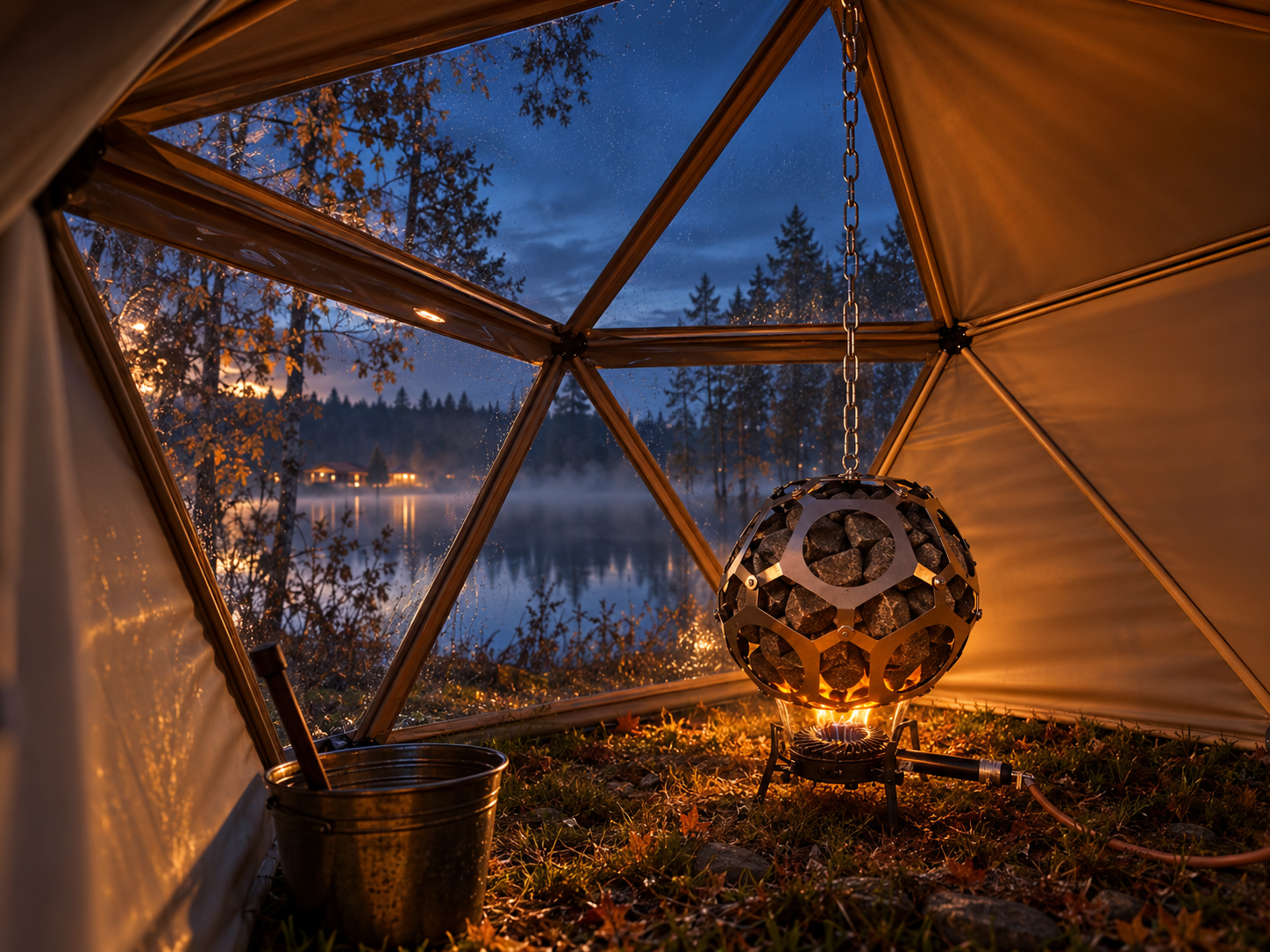 Dense löyly and condensation inside the Icosauna portable sauna
